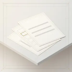 Trzy wachlarzowo ułożone arkusze na rogu biurka: agenda, formularz z polami i kartka ze wzorem.